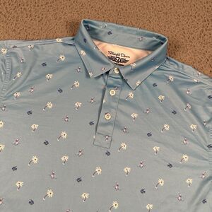 Straight Down Shirt Mens Large‎ Hawaiian Island All Over Print Polo Performance